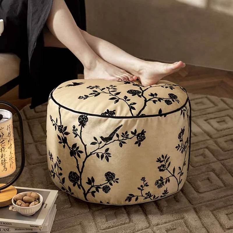 Chinoiserie Autumn Living Room Couch Cushion Pouf - SinoCultural -- B48J0006-1-C