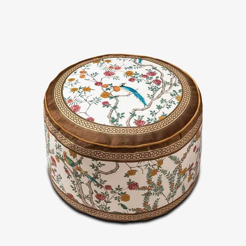 Chinoiserie Autumn Living Room Couch Cushion Pouf - SinoCultural -- B48J0018-1-C