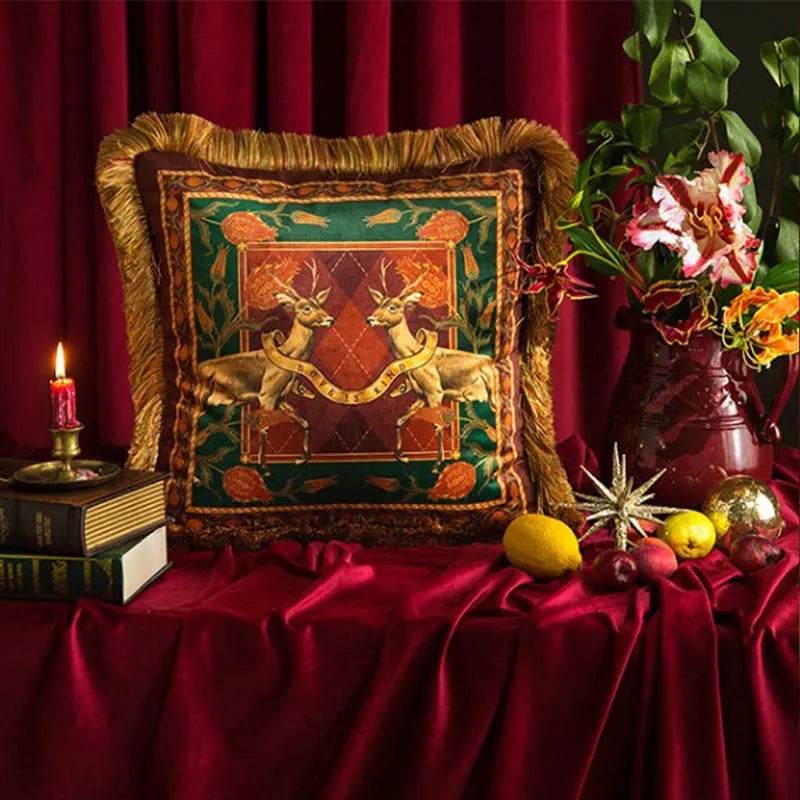 Christmas Limited Series Red Festive Reindeer Design Sofa Pillow - SinoCultural -- HS-SDBZ01
