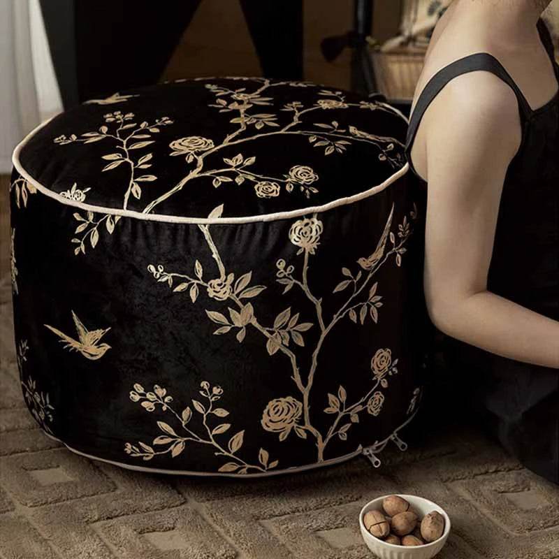 Chinoiserie Autumn Living Room Couch Cushion Pouf - SinoCultural -- B48J0006-1-C