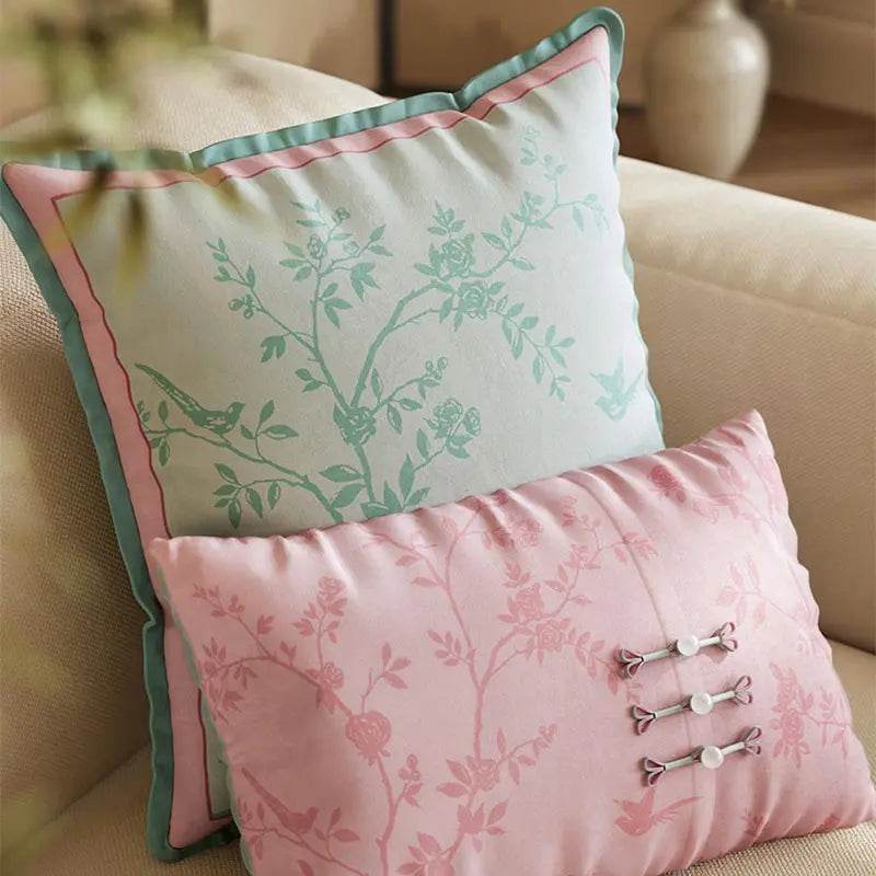 Chinoiserie Luxe Fresh Living Room Sofa Throw Pillow - SinoCultural -- SJZBZ063A -