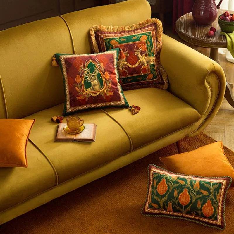 Christmas Limited Series Red Festive Reindeer Design Sofa Pillow - SinoCultural -- HS-SDBZ01
