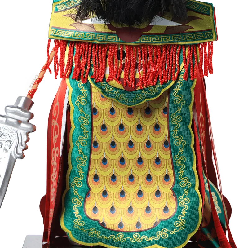 Lower body details of 12-inch Guan Yu doll (red tasseled trousers).