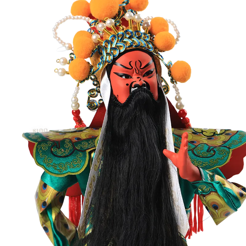 Upper body & beard gesture of 12-inch Guan Yu doll (brushing beard).