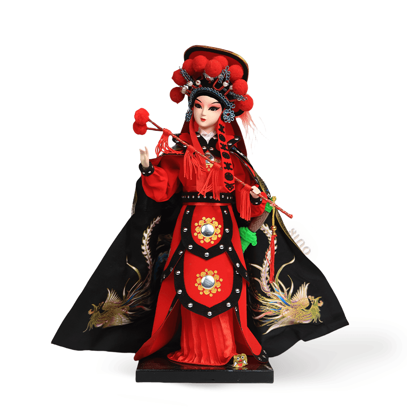 12-Inch Vintage Chinese Dolls - Handmade Peking Opera Mulan Art Collectible - SinoCultural -- T1201001 -