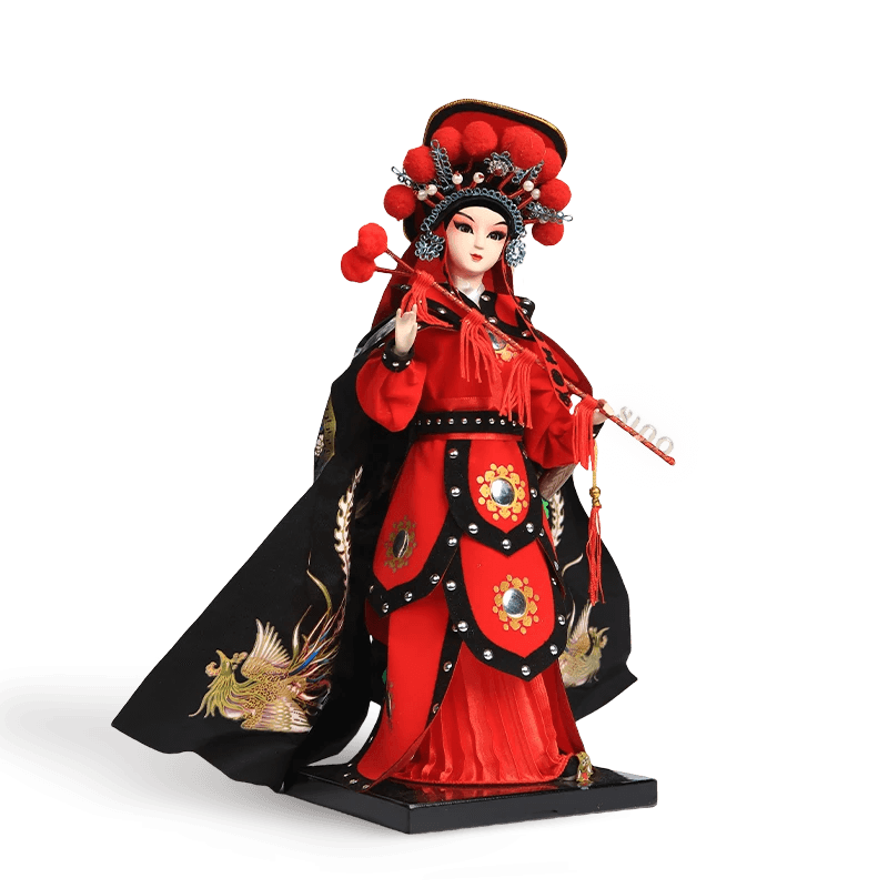 12-Inch Vintage Chinese Dolls - Handmade Peking Opera Mulan Art Collectible - SinoCultural -- T1201001 -