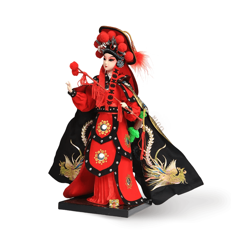 12-Inch Vintage Chinese Dolls - Handmade Peking Opera Mulan Art Collectible - SinoCultural -- T1201001 -