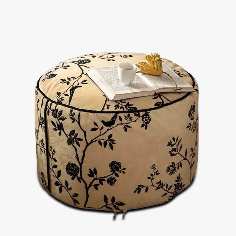 Chinoiserie Autumn Living Room Couch Cushion Pouf - SinoCultural -- B48J0006-1-C