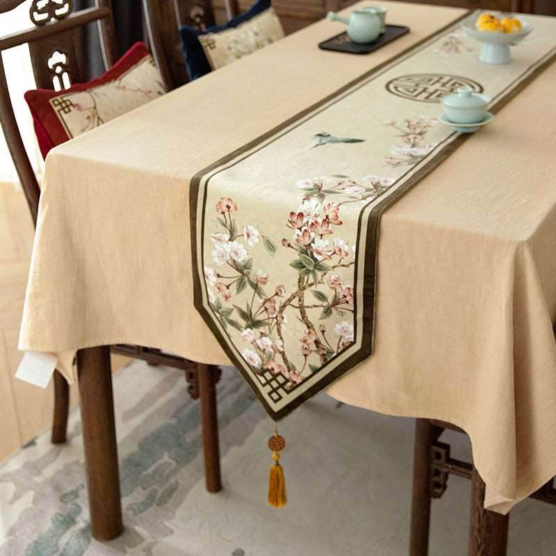 Chinoiserie Original Spring Flowers Table Runner - SinoCultural -- TR008C220 -