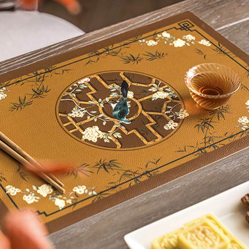 2-Piece Chinoiserie Vintage Classic Palace Style Thick Table Mat - SinoCultural -- TM043A3045 -