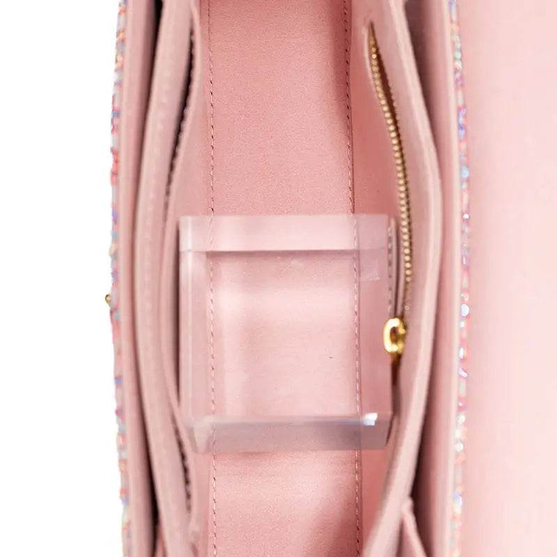 Song Brocade Leather Luxurious Powder Pink Clutch Handbag - SinoCultural -- W2144-2