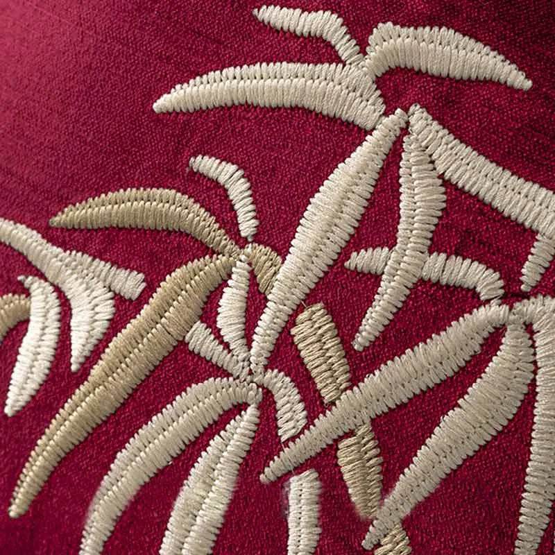 Chinoiserie Embroidery Bamboo Sofa Bolster Lumbar Pillow - SinoCultural -- SJZBZ076A