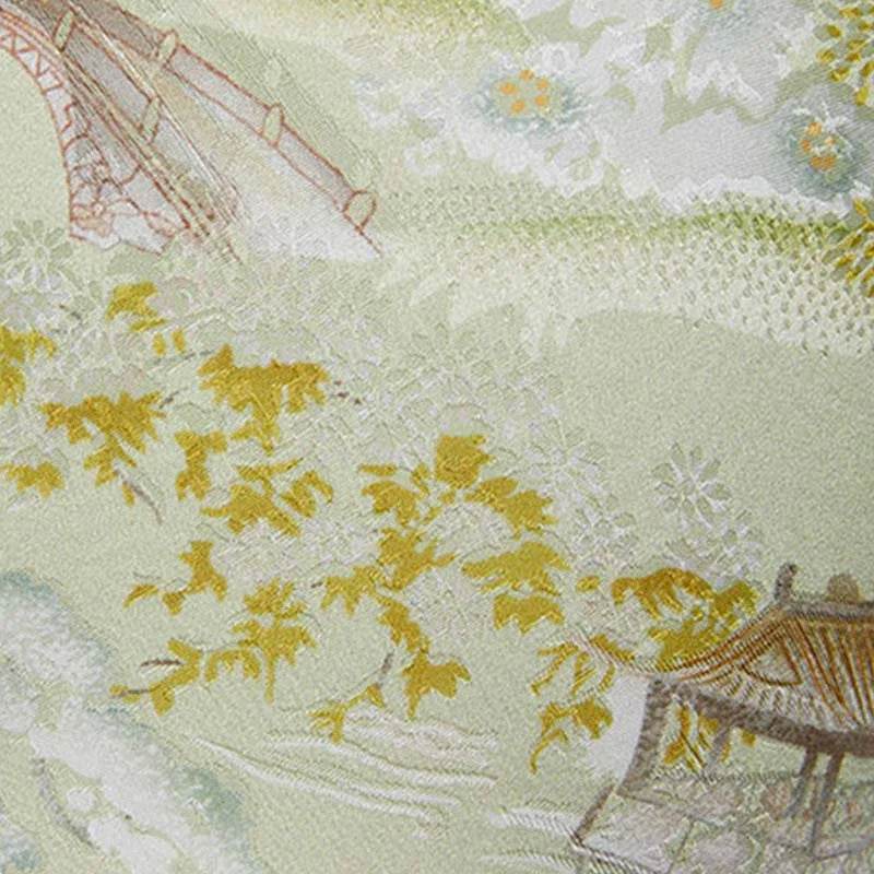 Chinese Painting Mulberry Silk Green Bucket Designer Handbag - SinoCultural -- P17061805
