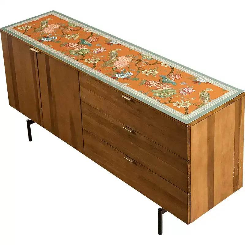 Chinoiserie Mountain Hydrangea Leather TV Table Mat - SinoCultural -- TM004A3090