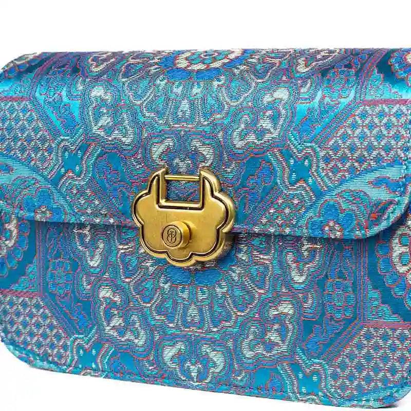 Song Brocade Leather Luxurious Clutch Handbag - SinoCultural -- W2144-3