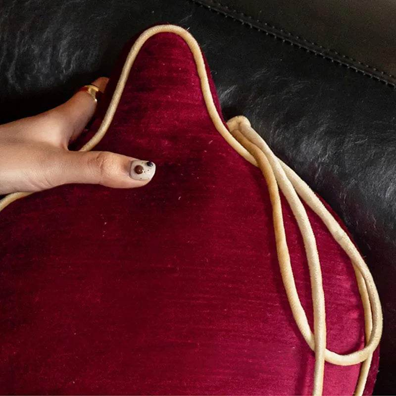 Chinoiserie Embroidery Red Blessing Gourd Shape Pillow Cushion - SinoCultural -- SJZBZ075A -