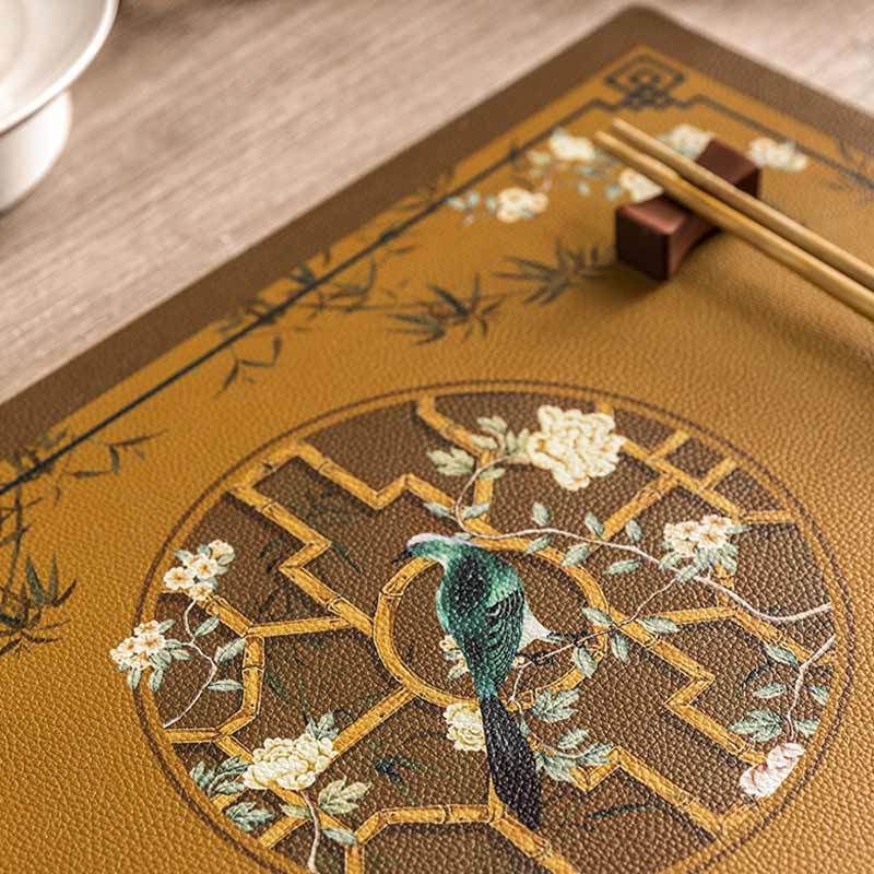 2-Piece Chinoiserie Vintage Classic Palace Style Thick Table Mat - SinoCultural -- TM043A3045 -