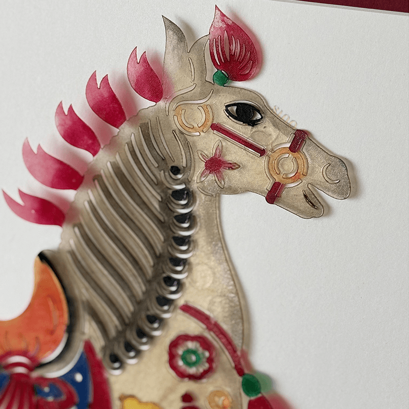 Intangible Heritage Shadow Puppetry Horse Decoration for Living Room - SinoCultural -- JN1102 -