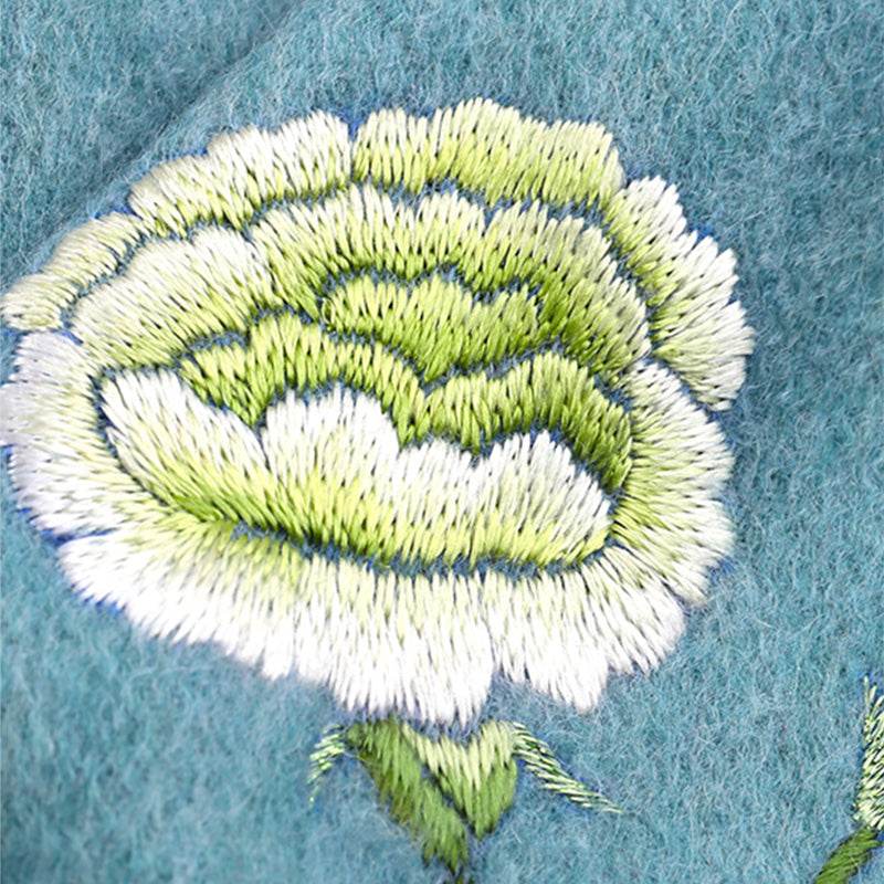 Handmade Suzhou Embroidery Wool Cashmere Scarf Shawl for Women 200x38cm - SinoCultural -- HYFSJ056-1
