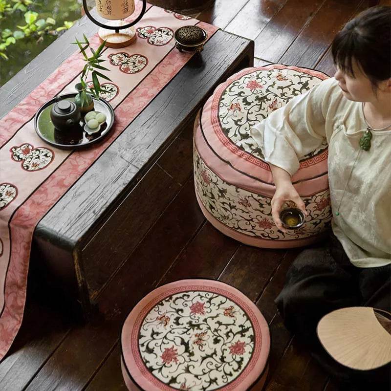 Chinoiserie Elegant Pink Rectangular Tea Table Runner - SinoCultural -- TR027A160