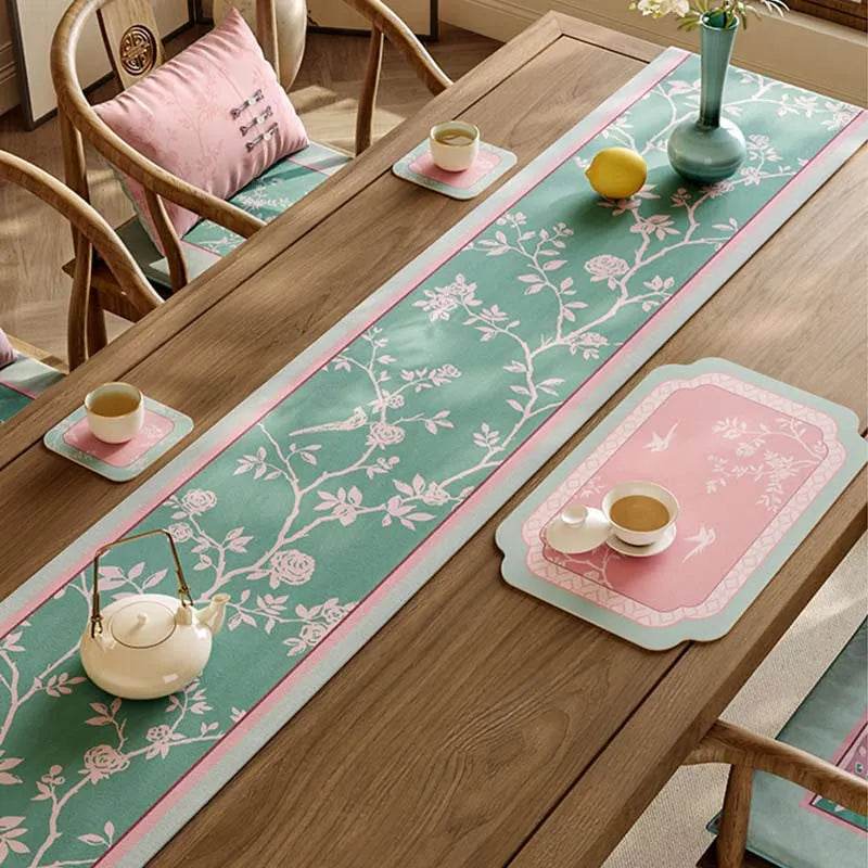 Chinoiserie Powder Pink Kitchen Countertop Drying Mat Dining Mat - SinoCultural -- TMO51A30 -