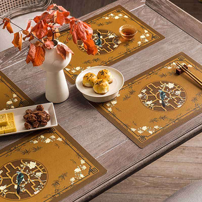 2-Piece Chinoiserie Vintage Classic Palace Style Thick Table Mat - SinoCultural -- TM043A3045 -