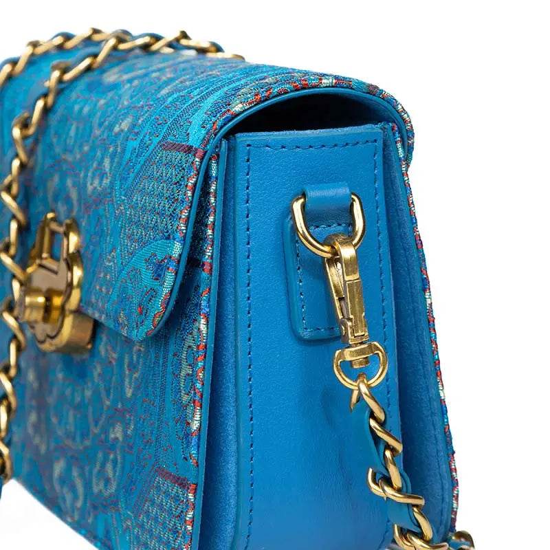 Song Brocade Leather Luxurious Clutch Handbag - SinoCultural -- W2144-3