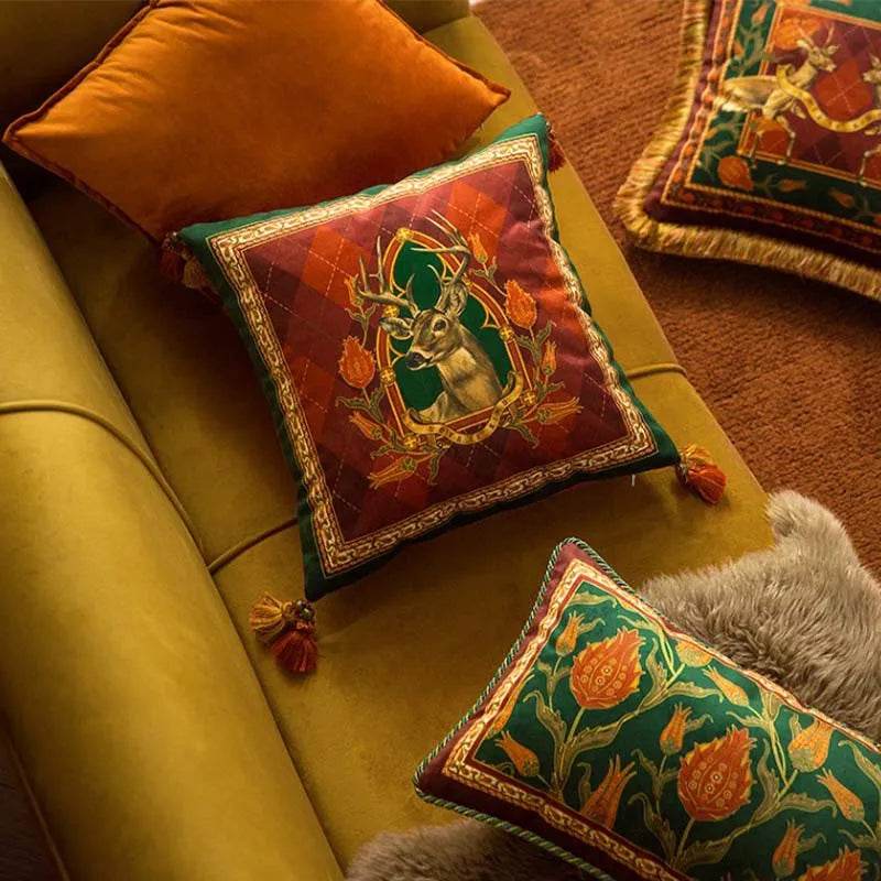 Christmas Limited Series Red Festive Reindeer Design Sofa Pillow - SinoCultural -- HS-SDBZ01