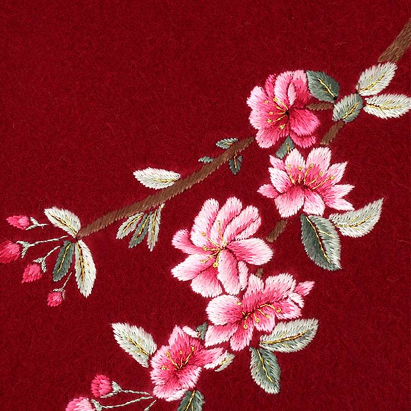 Handmade Embroidery Wool Cashmere Scarf Winter Wrap Shawl 200x38cm - SinoCultural -- HYFSJ054-1