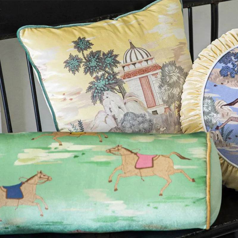 Chinoiserie Luxurious Royal Garden Round Throw Pillow - SinoCultural -- SJZBZ067A01