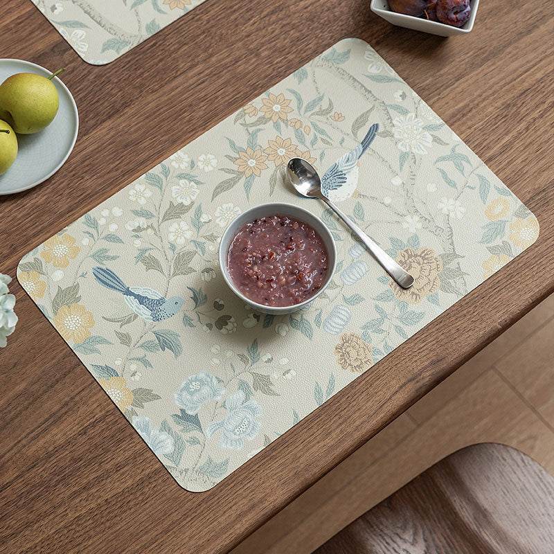 2-Piece Chinoiserie Placemat Waterproof Heat Resistant Blue Table Mat - SinoCultural -- TM010A01