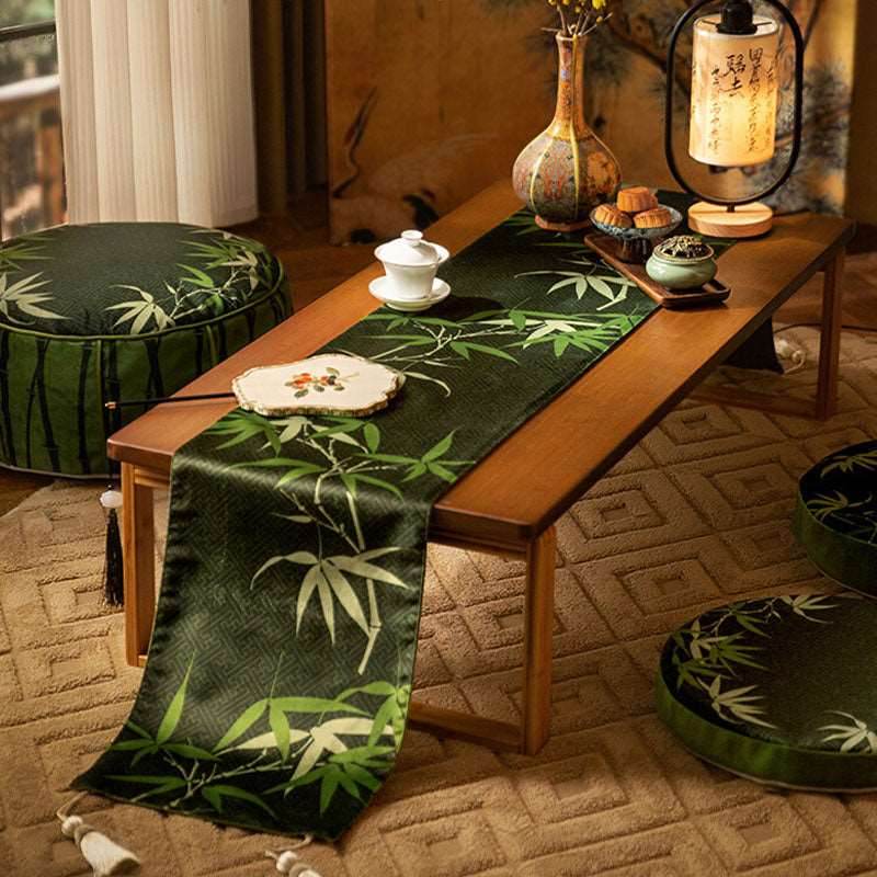 Chinoiserie Elegant Green Bamboo Table Runner - SinoCultural -- TR009GN160