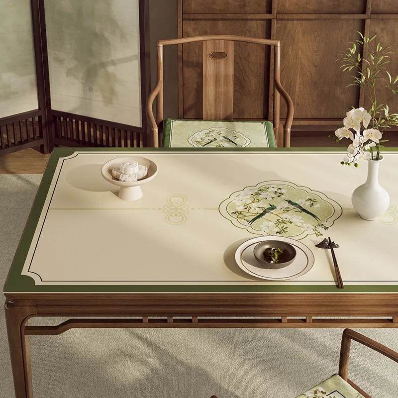 Chinoiserie Luxury Spring Leather Table Mat Waterproof & Heat-Resistant - SinoCultural -- TM055A6060