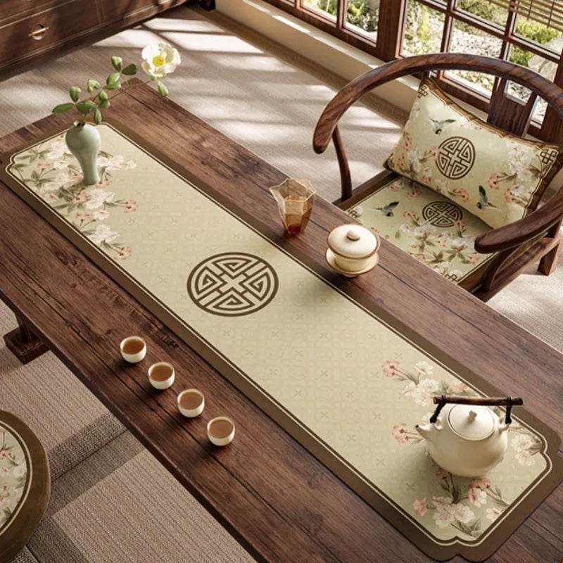 Chinoiserie Retro Spring Floral Chinese Pattern Tea Table Mat - SinoCultural -- TM007A15