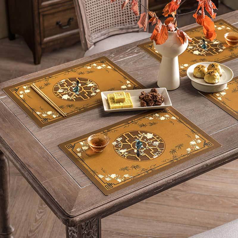 2-Piece Chinoiserie Vintage Classic Palace Style Thick Table Mat - SinoCultural -- TM043A3045 -