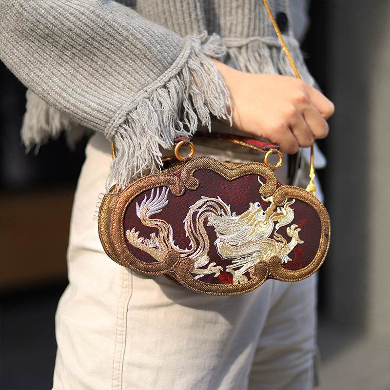 Ultra-Light Ruyi Loong Embroidery Handbag – Recycled Fabric with Hualuo Silk 205g - SinoCultural -- GD1211
