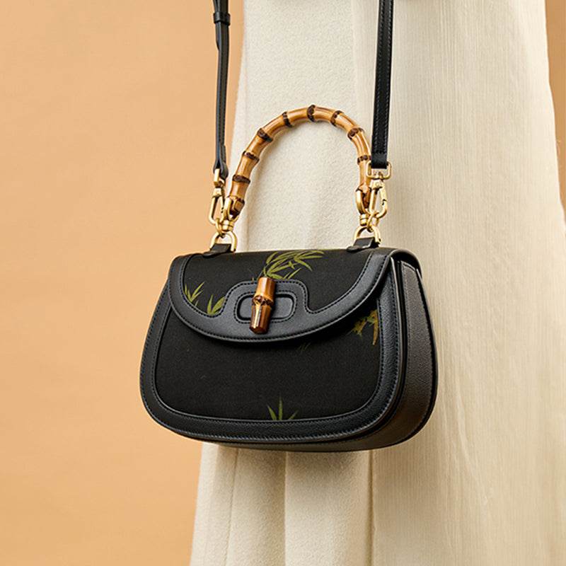 Xiangyunsha Print Crossbody Bamboo Handle Bag for Women - SinoCultural -- P110607 -