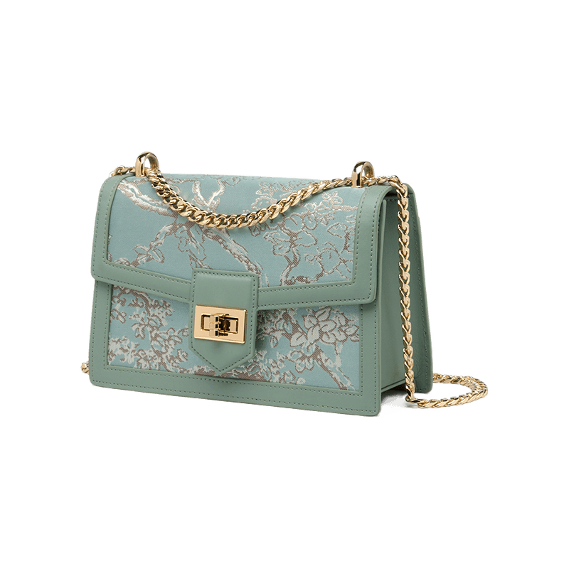 Embroidery Leather Shoulder Square Handbag Sacred Tree - SinoCultural -- SC1629-A2