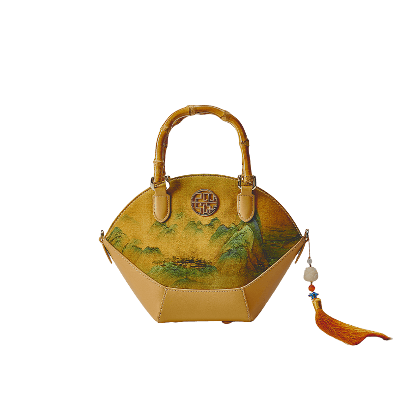 Chinese Painting Xiangyunsha Silk Tote Bag Designer Handbag - SinoCultural -- P17062305-2 -