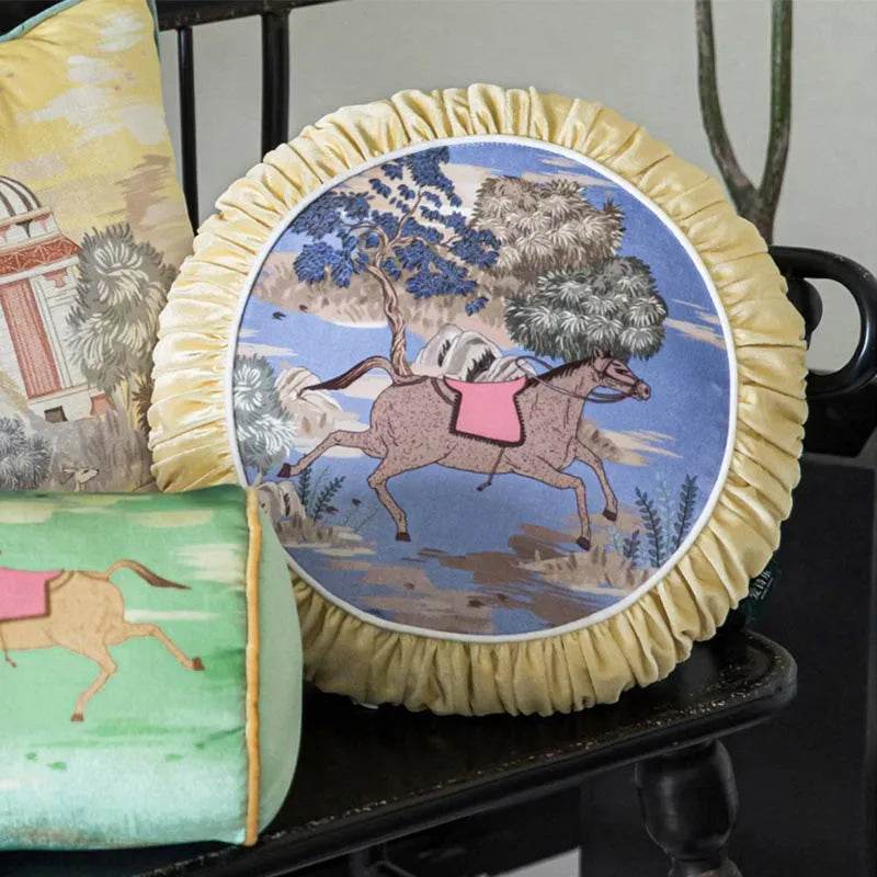 Chinoiserie Luxurious Royal Garden Round Throw Pillow - SinoCultural -- SJZBZ067A01