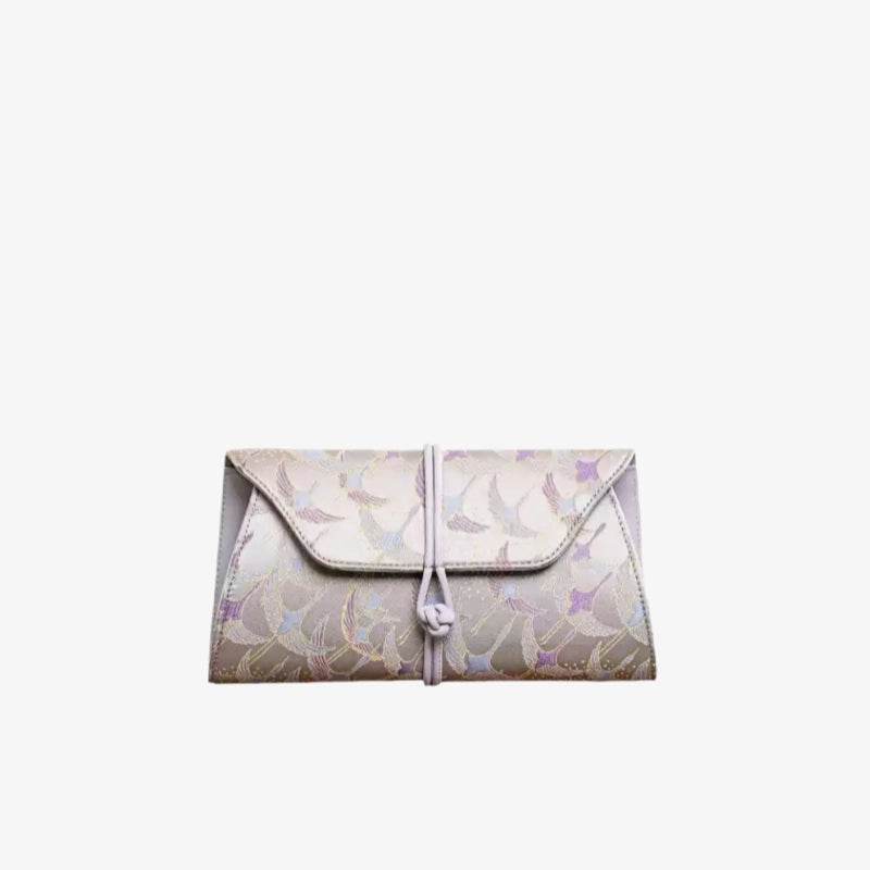 Xiangyunsha Silk Vintage New Chinese-Style Evening Clutch Wallet - SinoCultural -- PWCD197-4