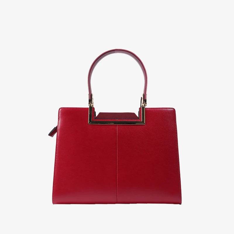 Sinocultural Embroidery Leather Red Tote Bag Magnolia Women's Handbag - SinoCultural -- P120346-1