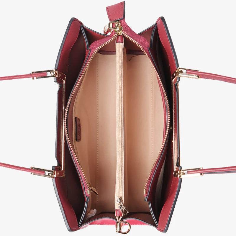 Sinocultural Embroidery Leather Red Tote Bag Magnolia Women's Handbag - SinoCultural -- P120346-1