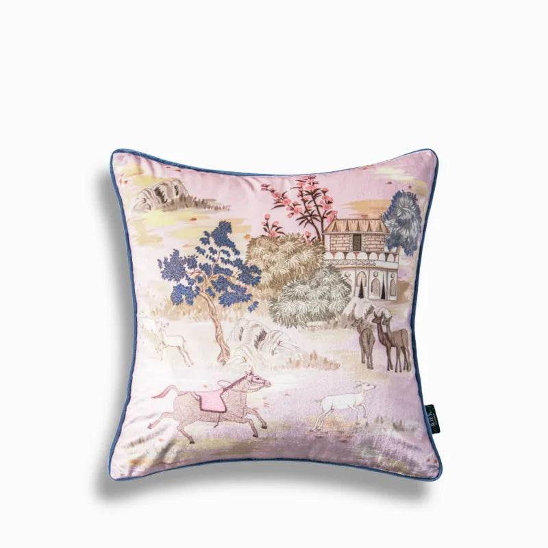 Chinoiserie Luxurious Royal Garden Round Throw Pillow - SinoCultural -- SJZBZ067A01