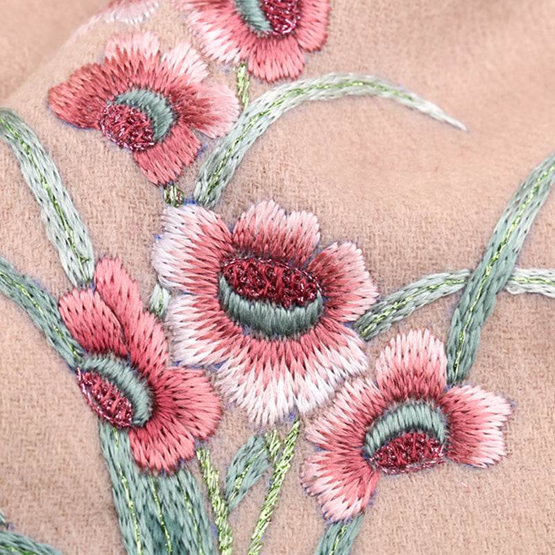 Handmade Suzhou Embroidery Wool Cashmere Scarf with Narcissus Flower 200x38cm - SinoCultural -- HYFSJ058-4