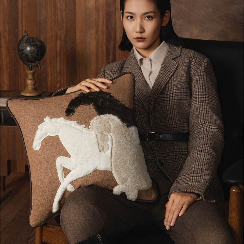 Chinoiserie Equestrian Decorative Throw Pillow for Living Room - SinoCultural -- SJZBZ078A01
