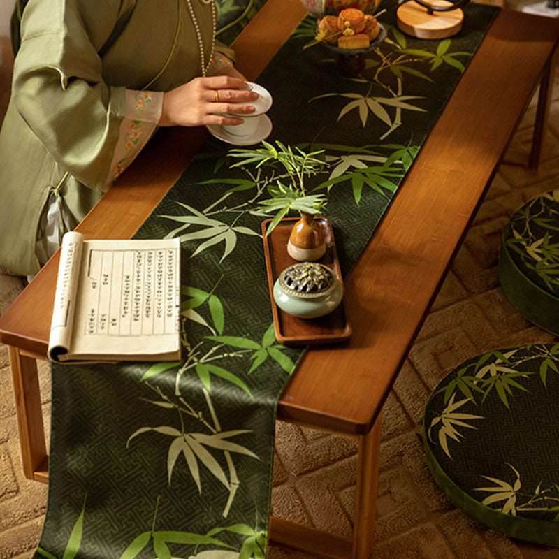 Chinoiserie Elegant Green Bamboo Table Runner - SinoCultural -- TR009GN160