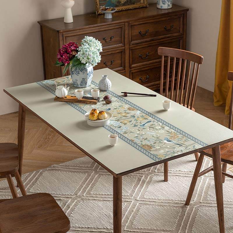 Chinoiserie Elegant High-end Floral Rectangular Leather Table Placemat - SinoCultural -- TM041A6060 -
