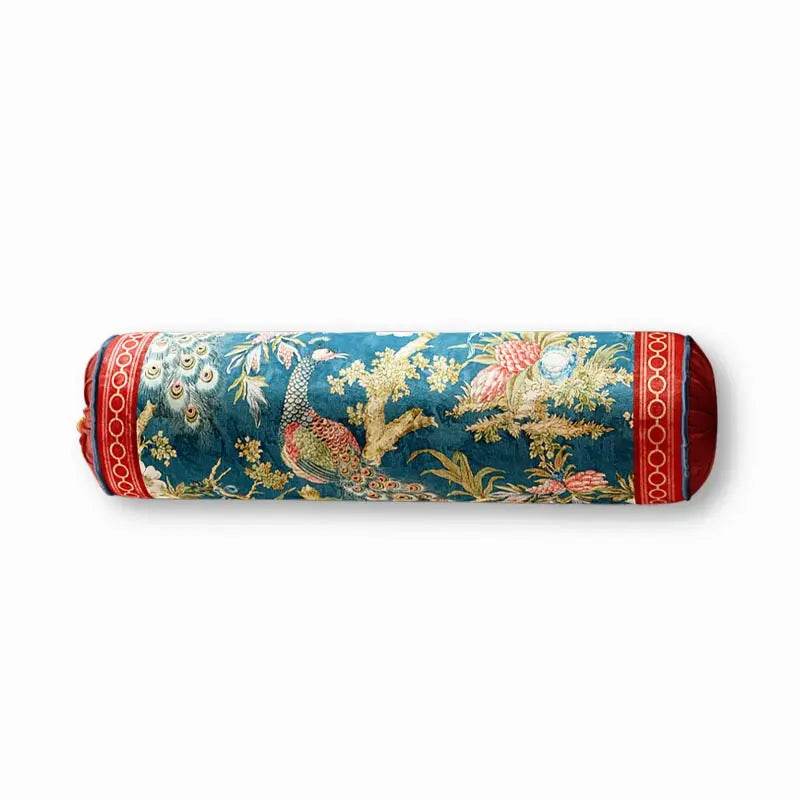Chinoiserie Original Luxurious Vase-Shaped Peacock Lumbar Pillow - SinoCultural -- SJZBZ064A01