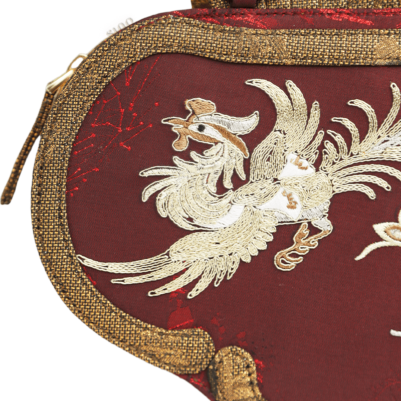 Ultra-Light Ruyi Phoenix Embroidery Handbag Recycled Fabric with Hualuo Silk 205g - SinoCultural -- GD1212
